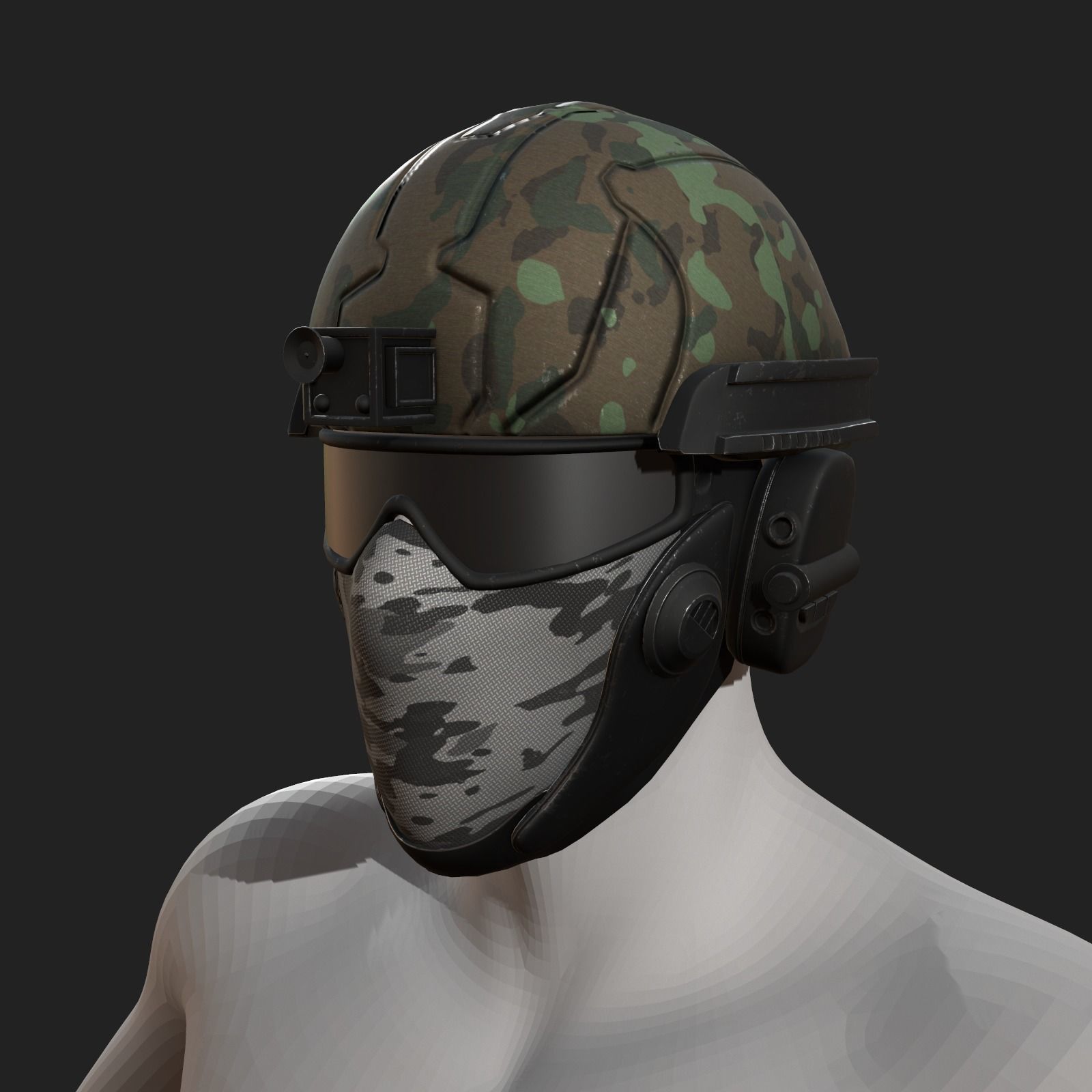 Helmet scifi military combat 3d futuristic technology  Low-poly 3D model_4