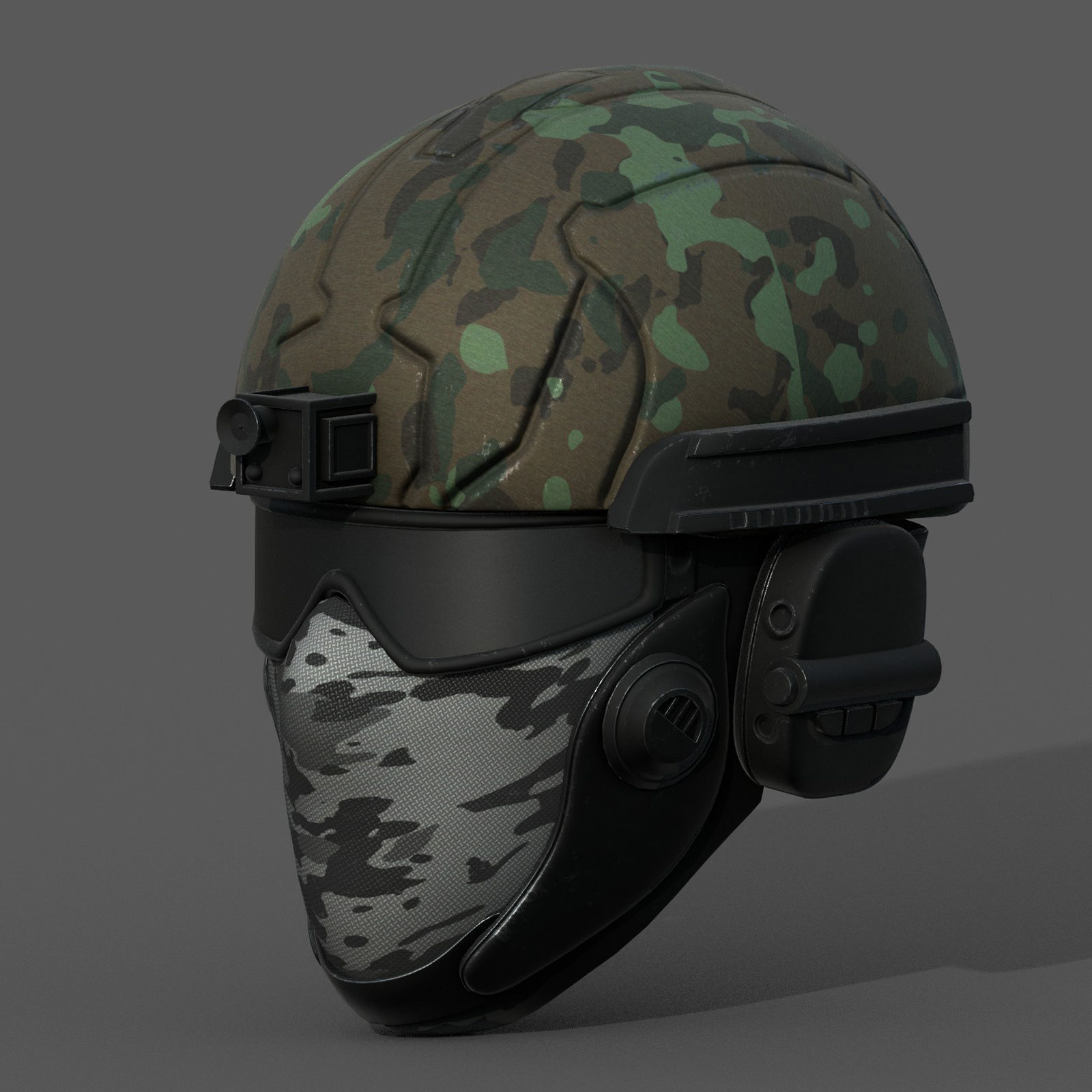 Helmet scifi military combat 3d futuristic technology  Low-poly 3D model_1