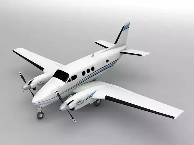 Beechcraft King Air 90 Aircraft Low-poly 3D model