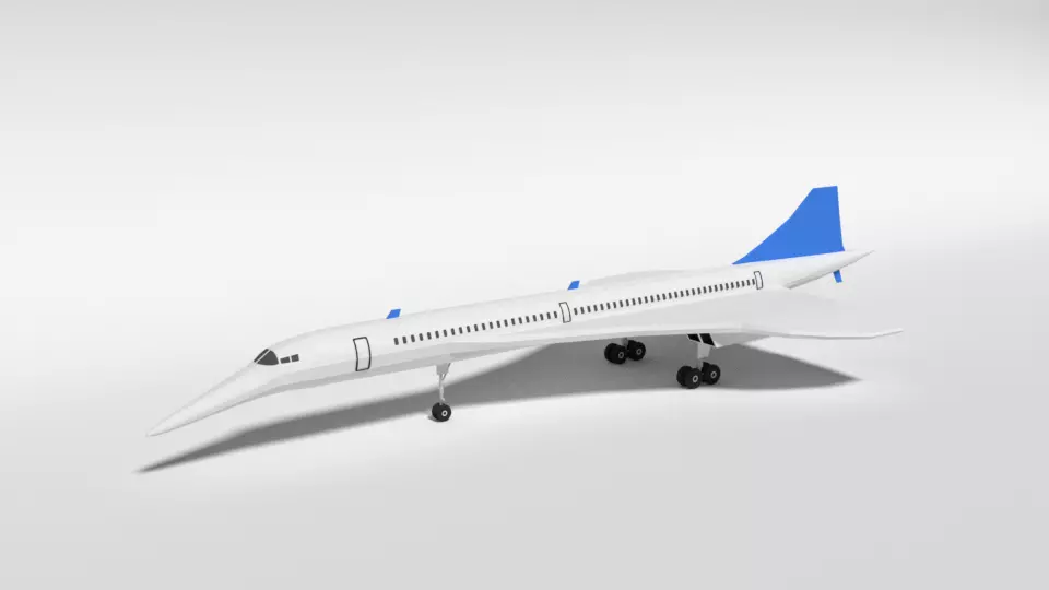Low Poly Cartoon Concorde Airplane Low-poly 3D model