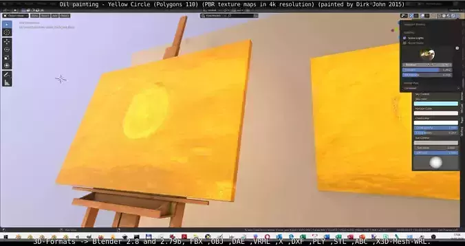 Oil Painting - Yellow Circle Low-poly 3D model