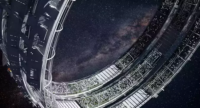 Futuristic Space Colony C 3D model