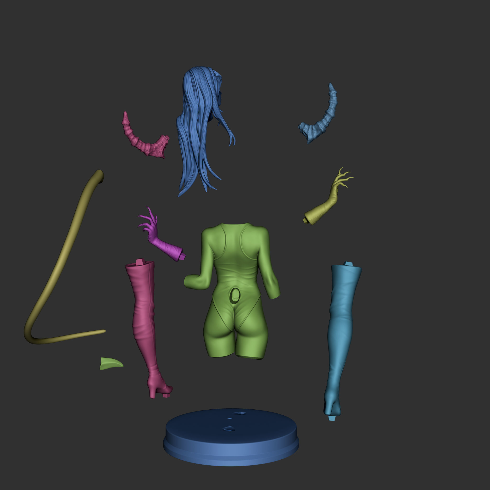 Demon Lady 3D Print Model 25cm 3D print model_11