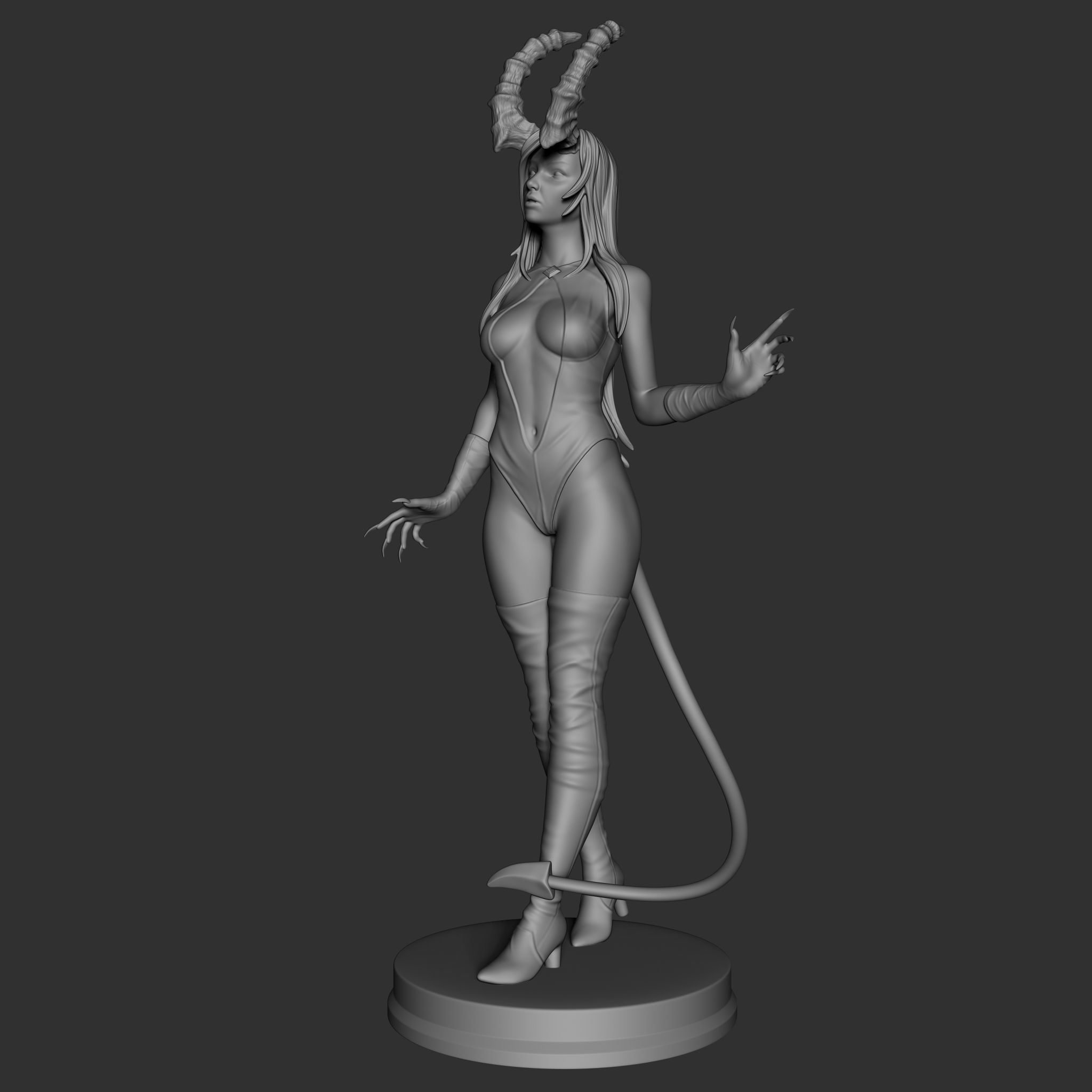 Demon Lady 3D Print Model 25cm 3D print model_2