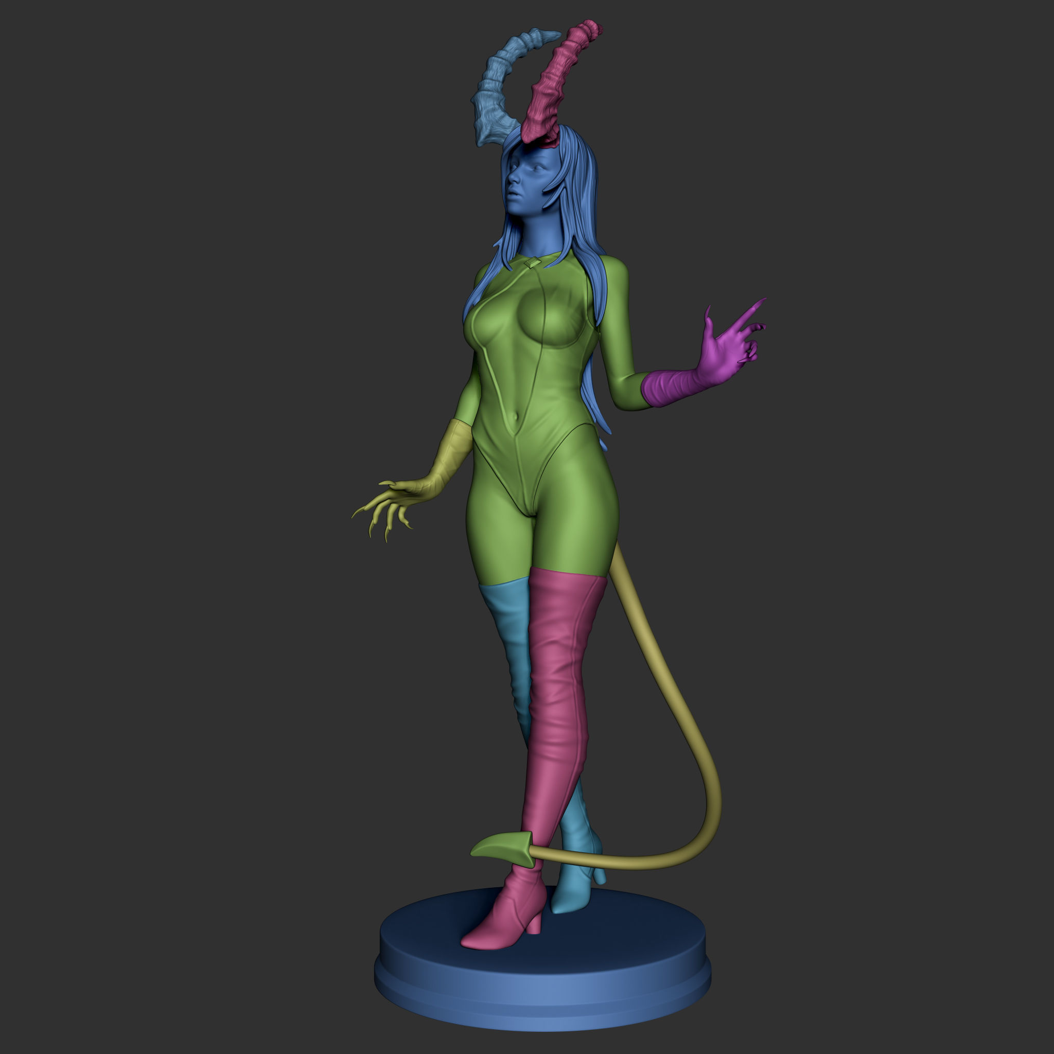 Demon Lady 3D Print Model 25cm 3D print model_8