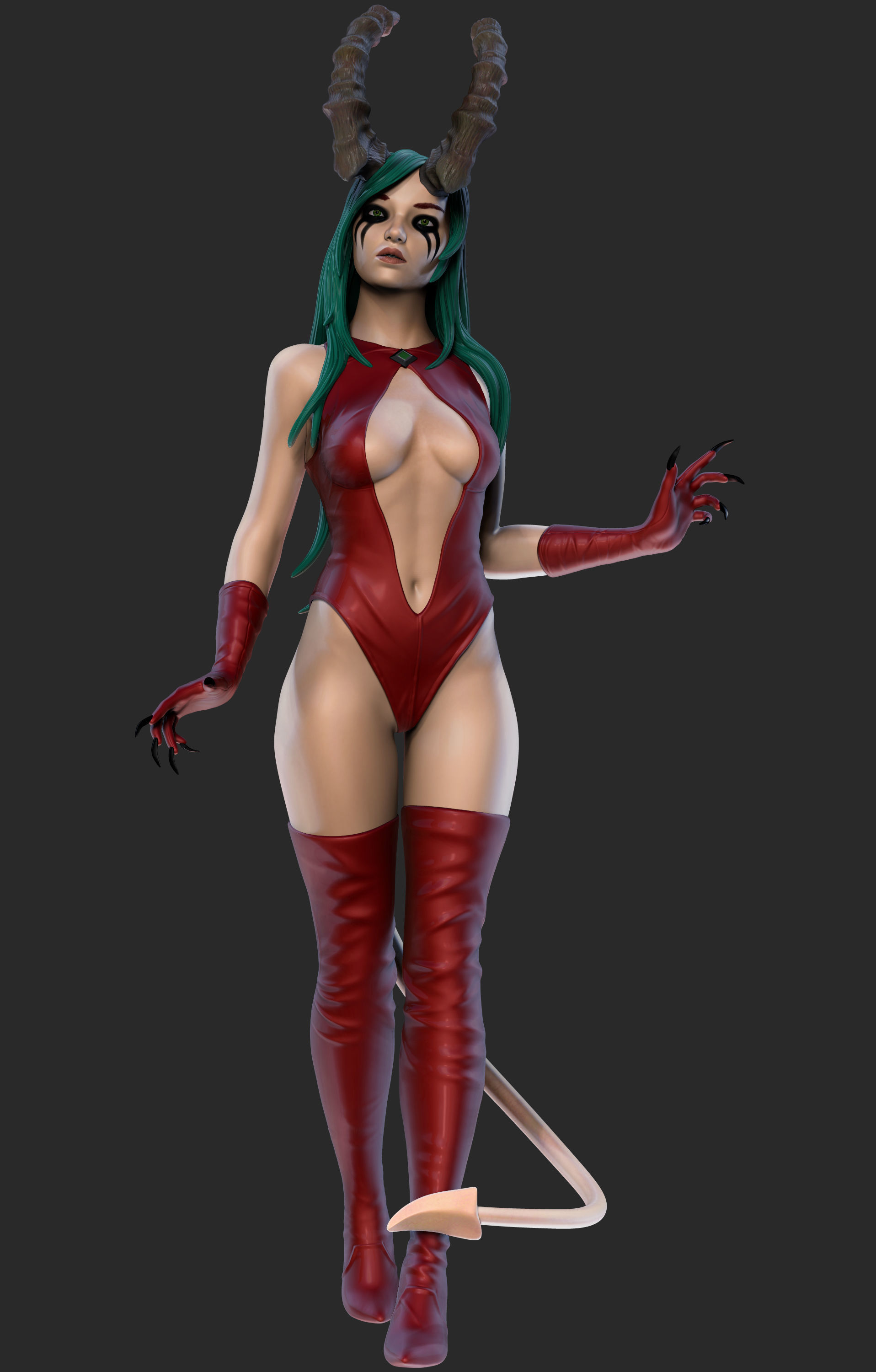 Demon Lady 3D Print Model 25cm 3D print model_1