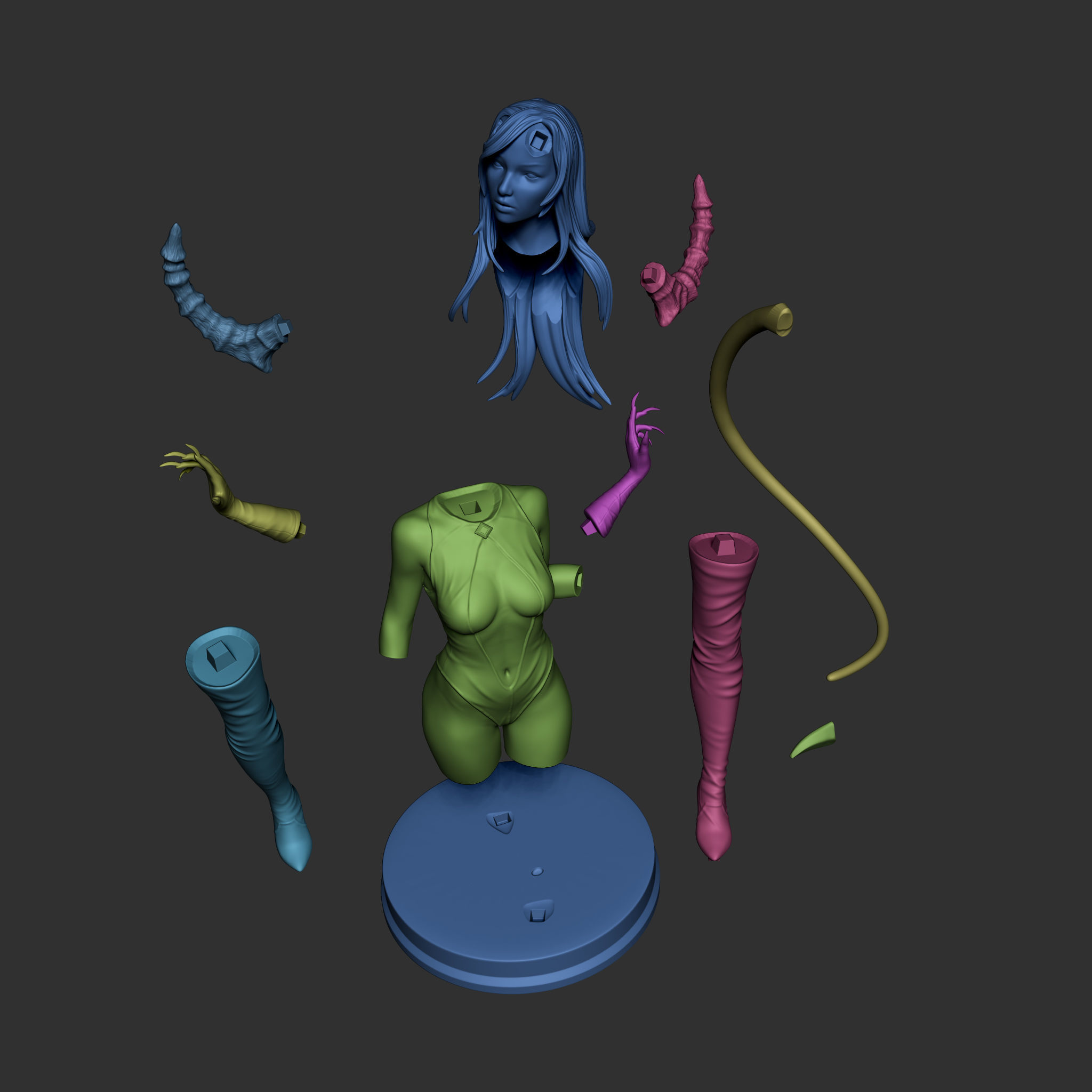 Demon Lady 3D Print Model 25cm 3D print model_10