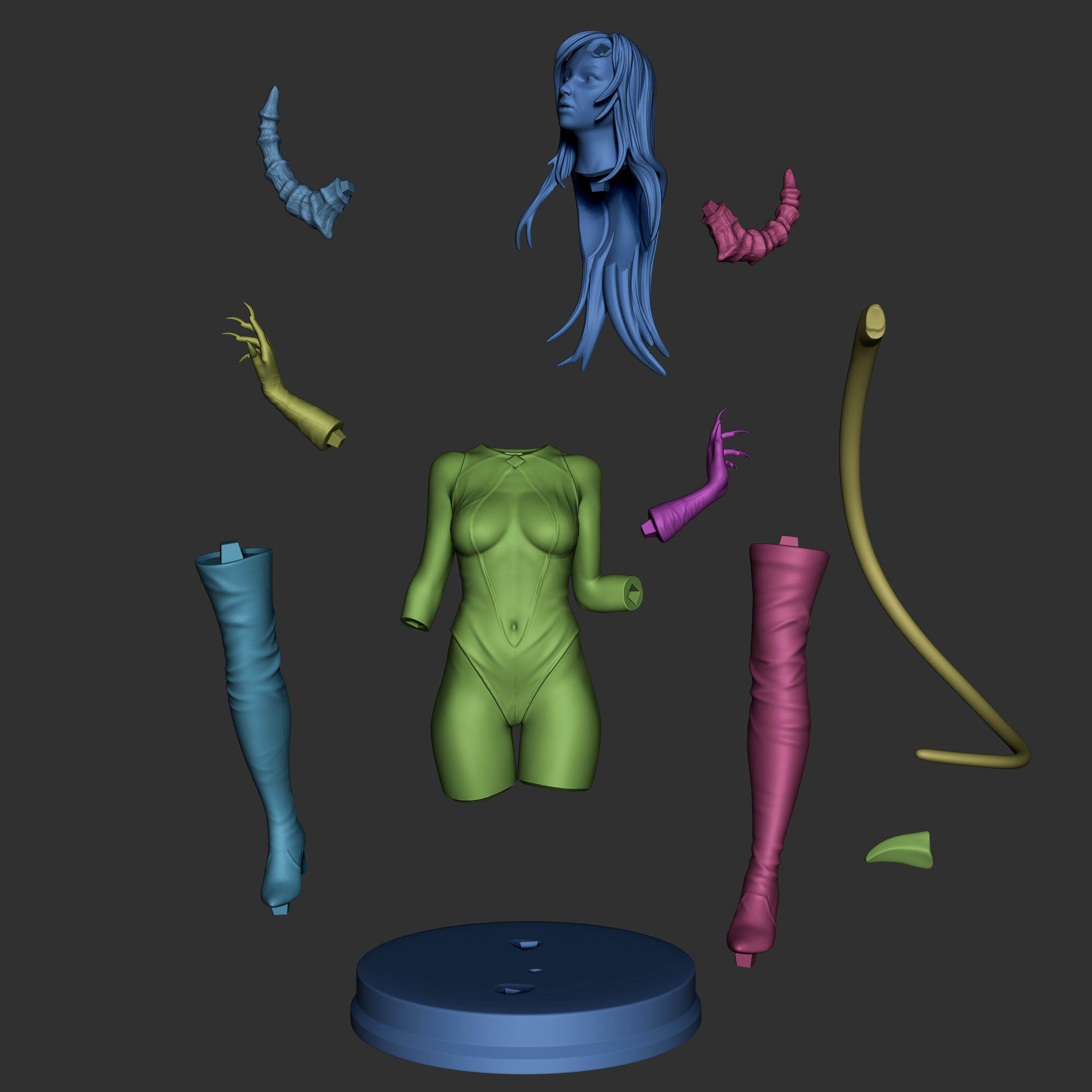 Demon Lady 3D Print Model 25cm 3D print model_9