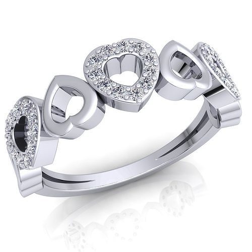 Aarna Three Heart Diamond Ring 107 3D print model