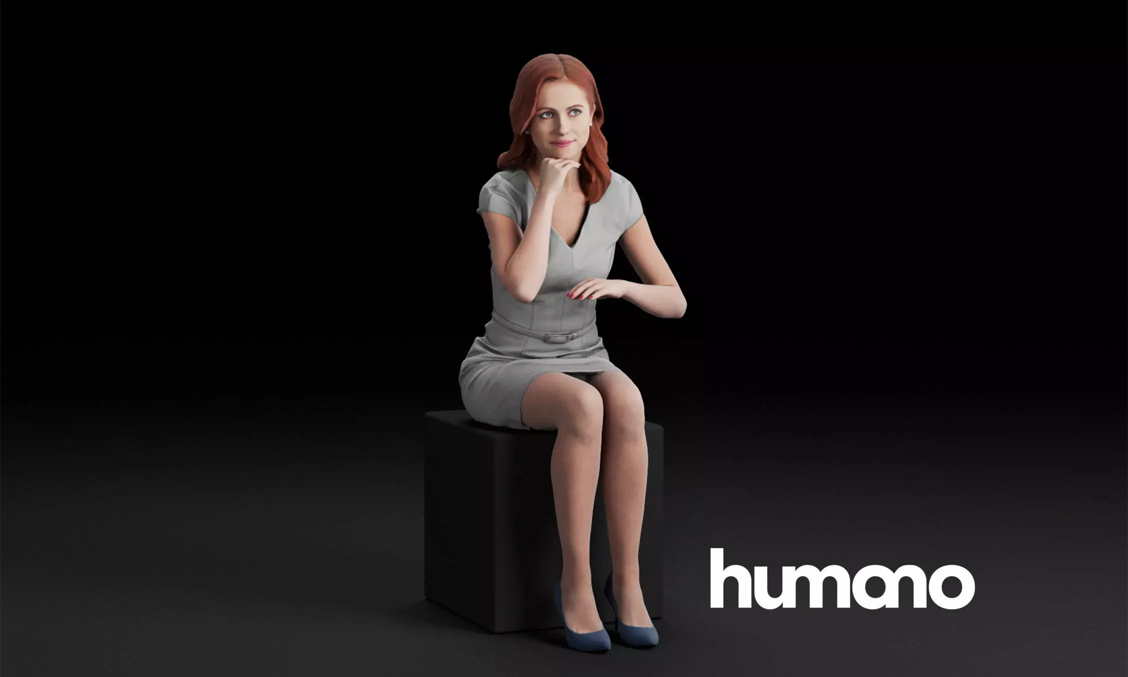 Humano Sitting woman 0602 3D model_0