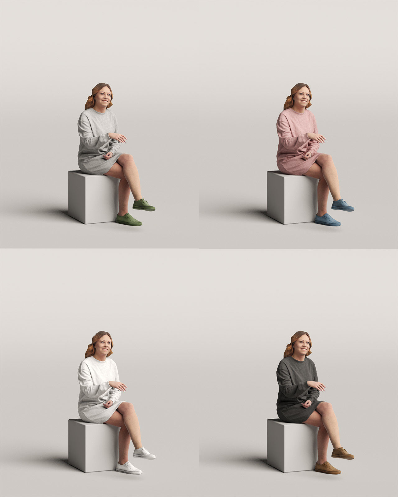 Humano Sitting woman 0603 3D model_4