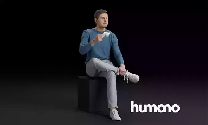 Humano Sitting man 0607 3D model