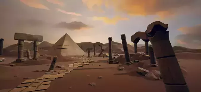 Low Poly Ruined Desert environment