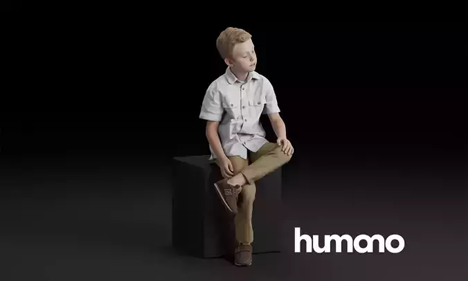 Humano Sitting boy 0608 3D model