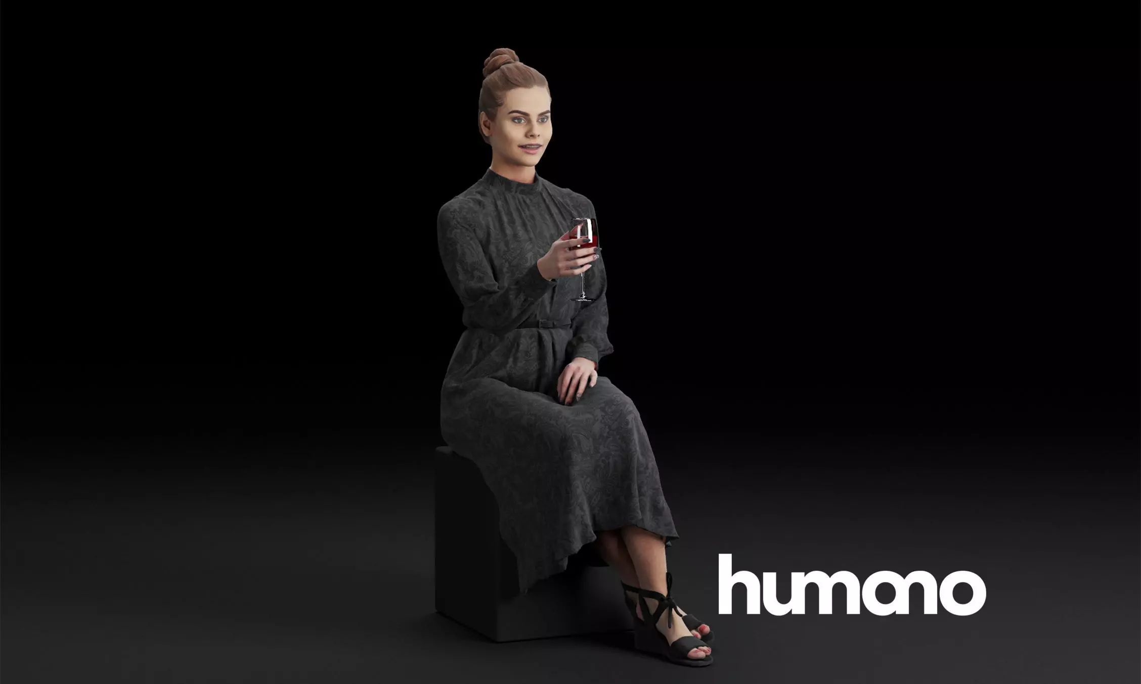 Humano Sitting woman 0611 3D model_0