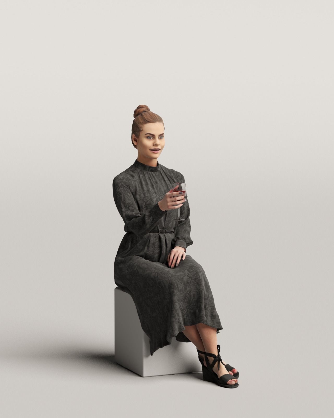 Humano Sitting woman 0611 3D model_1