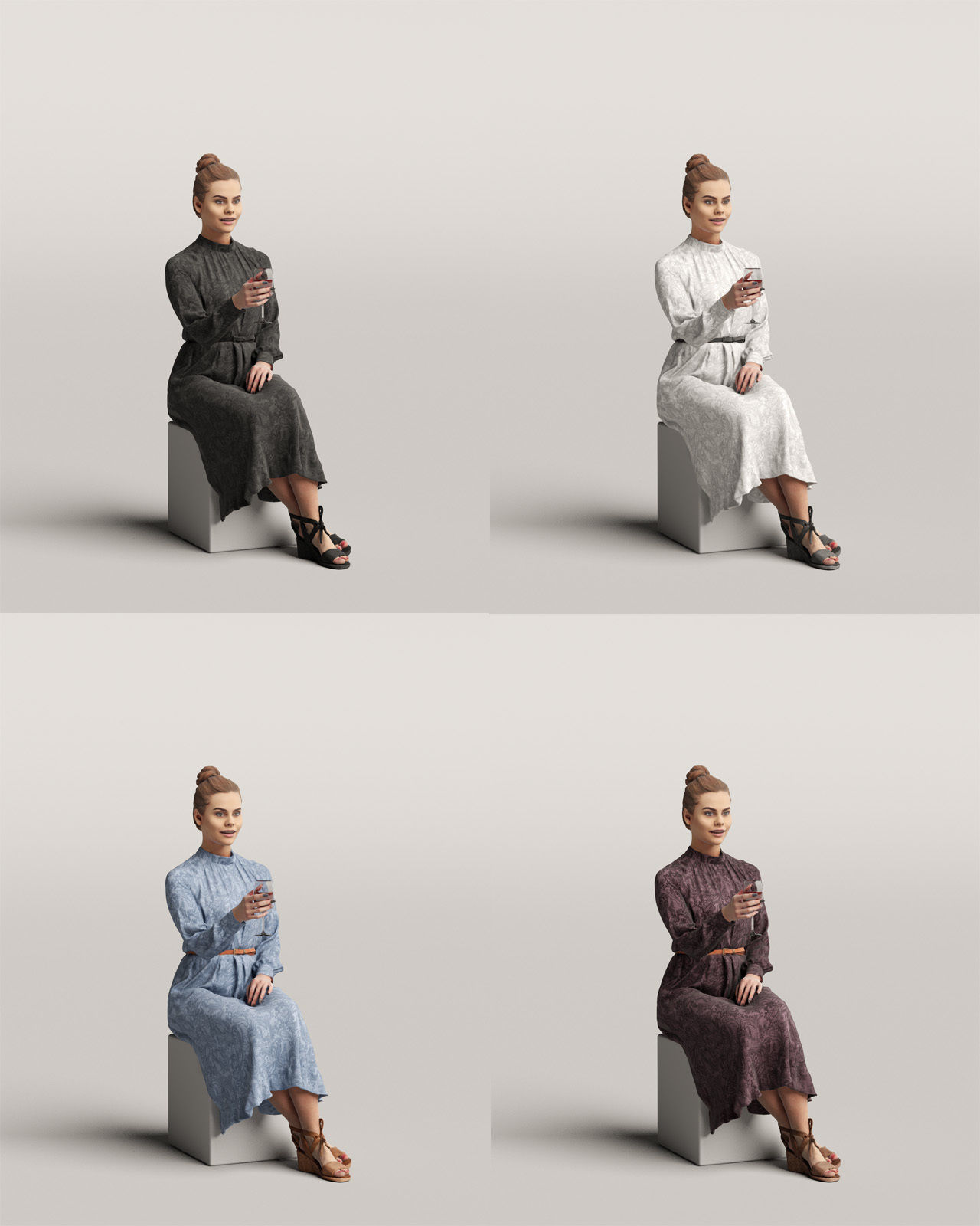 Humano Sitting woman 0611 3D model_4