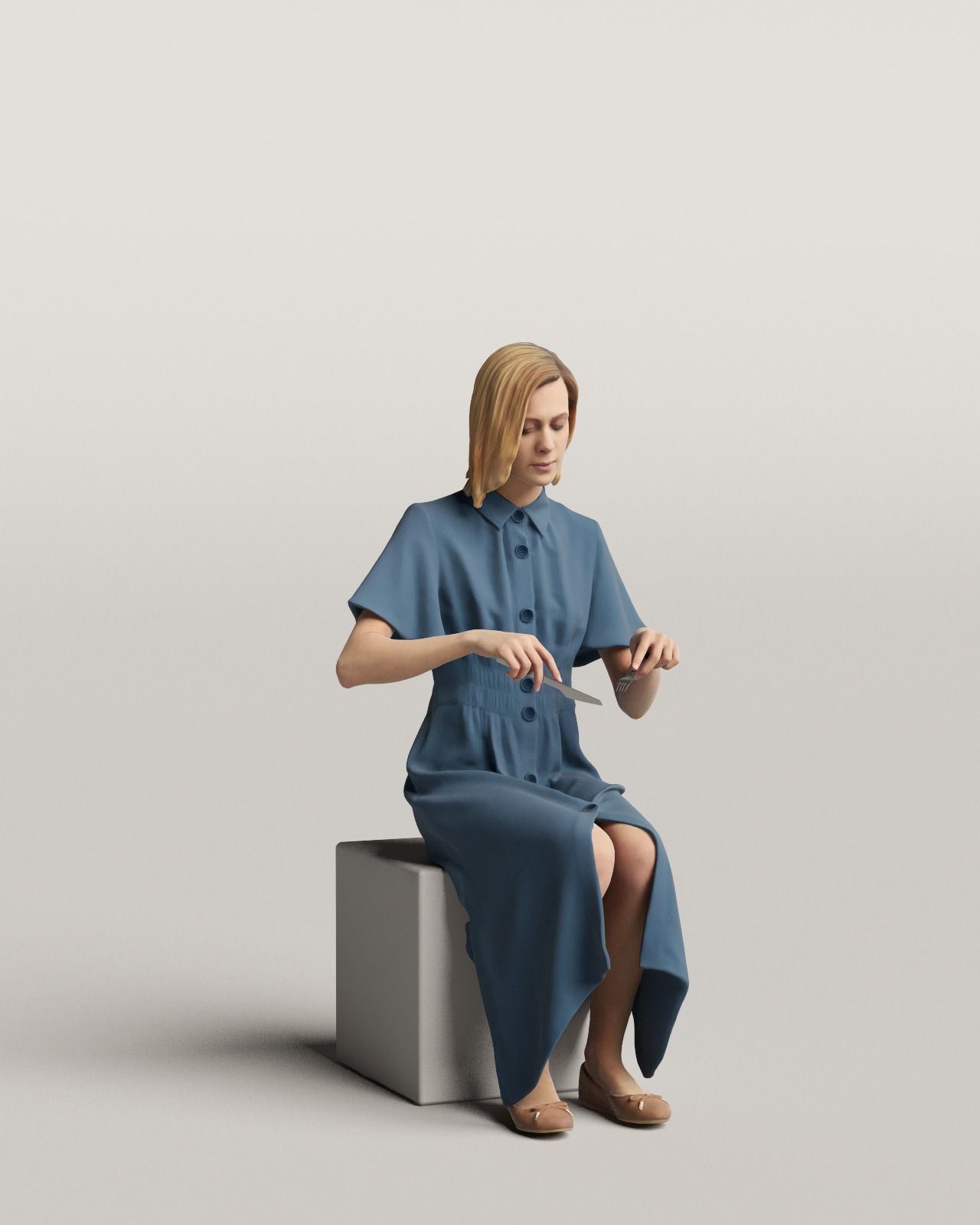 Humano Sitting and eating woman 0612 3D model_1