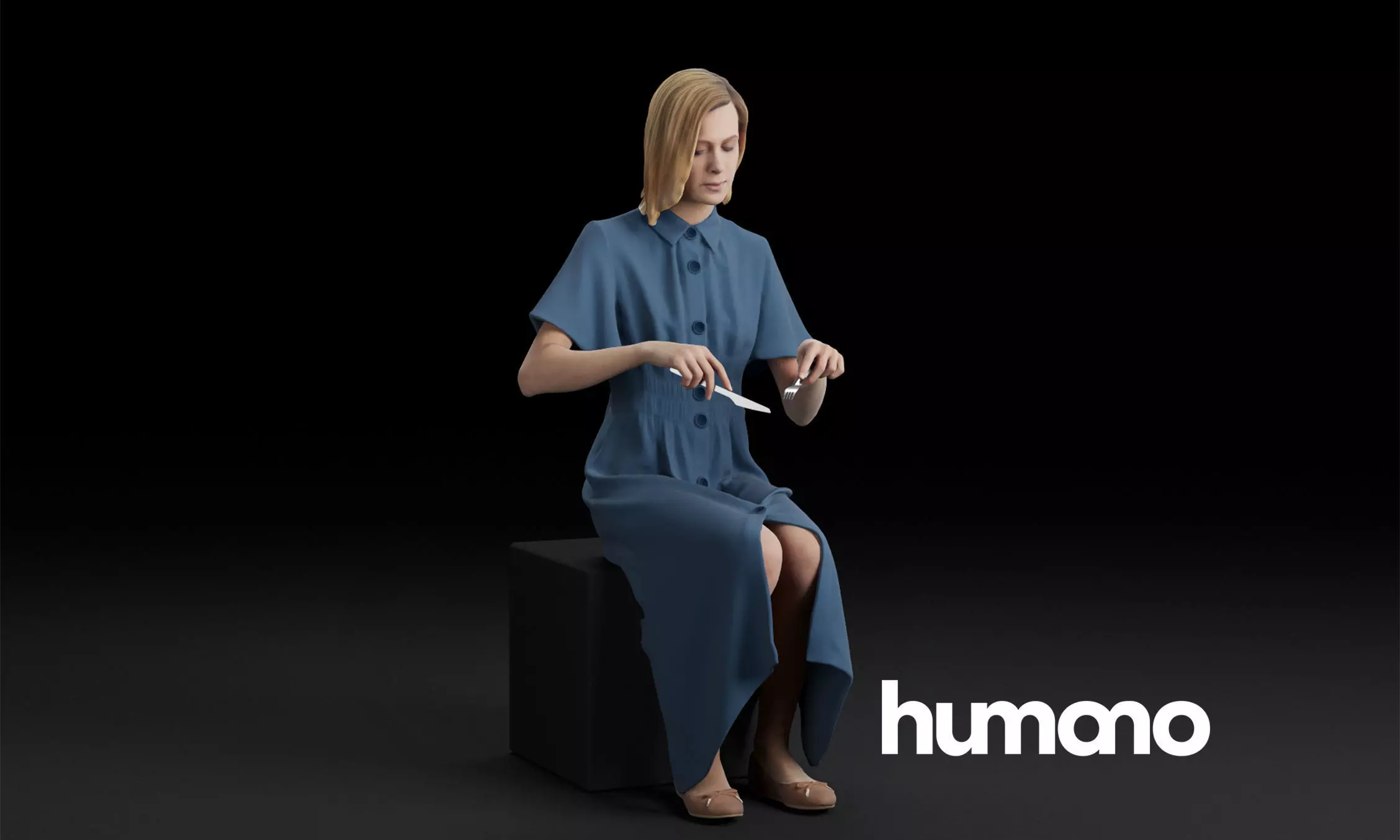 Humano Sitting and eating woman 0612 3D model_0