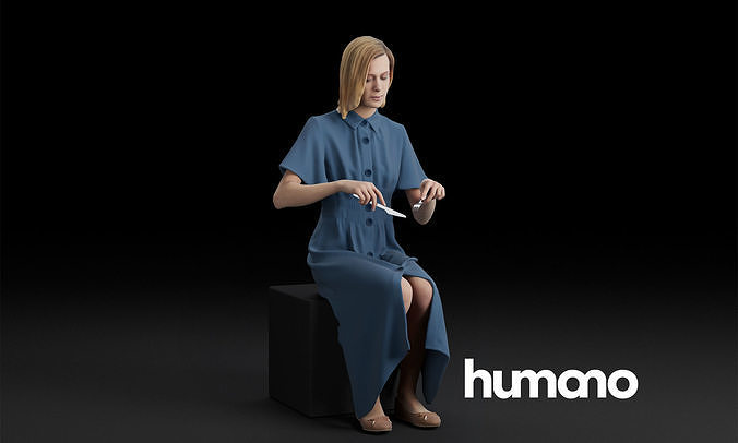 Humano Sitting and eating woman 0612 3D model