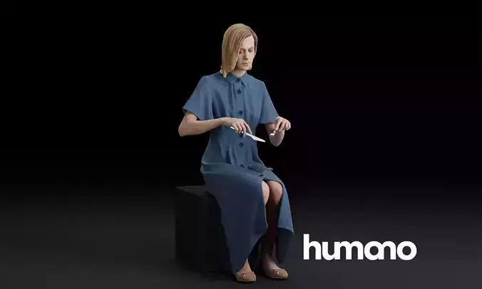 Humano Sitting and eating woman 0612 3D model