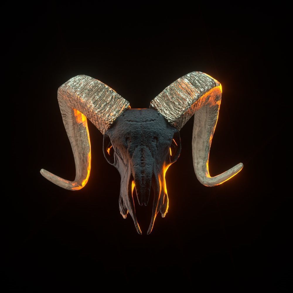 Goat skull head 3D model_1
