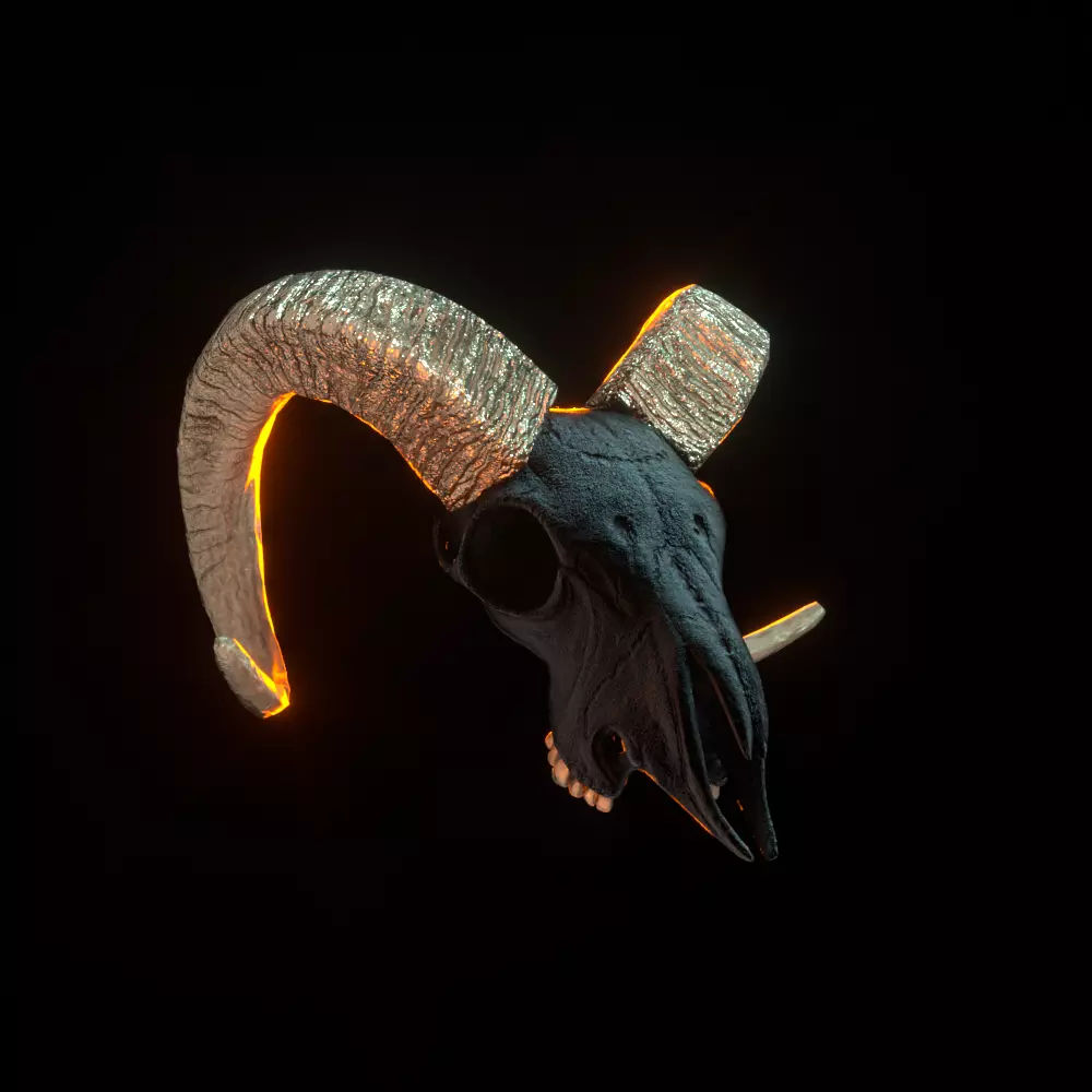 Goat skull head 3D model_0