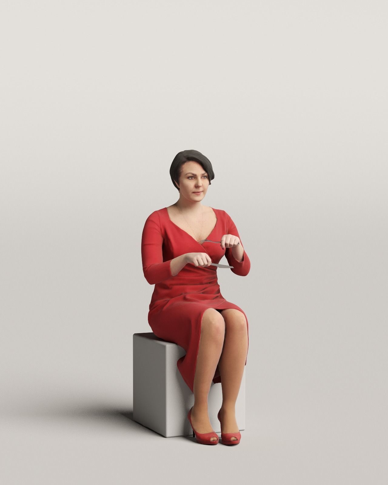 Humano Sitting and eating woman 0613 3D model_1