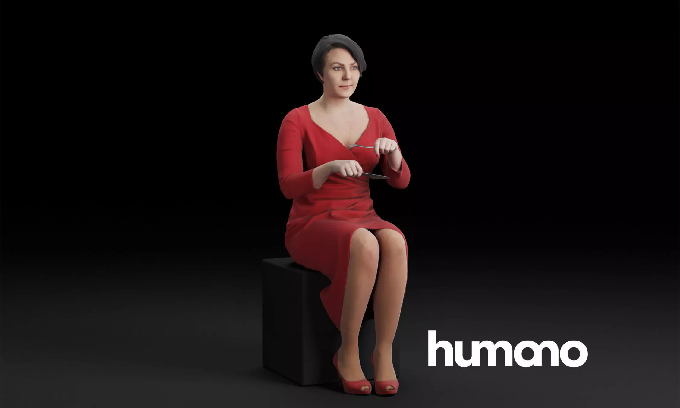 Humano Sitting and eating woman 0613 3D model_0