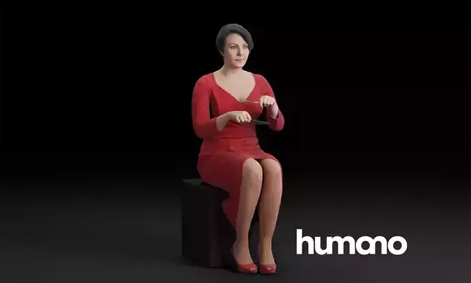 Humano Sitting and eating woman 0613 3D model