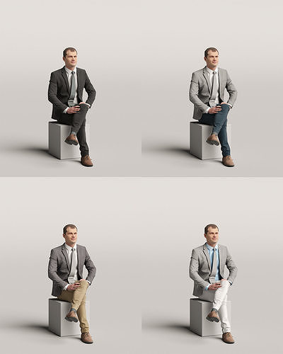 Humano Sitting man 0615 3D model 5