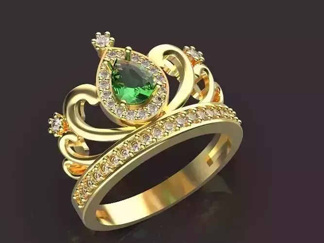 Crown ring Silver Gold  Print