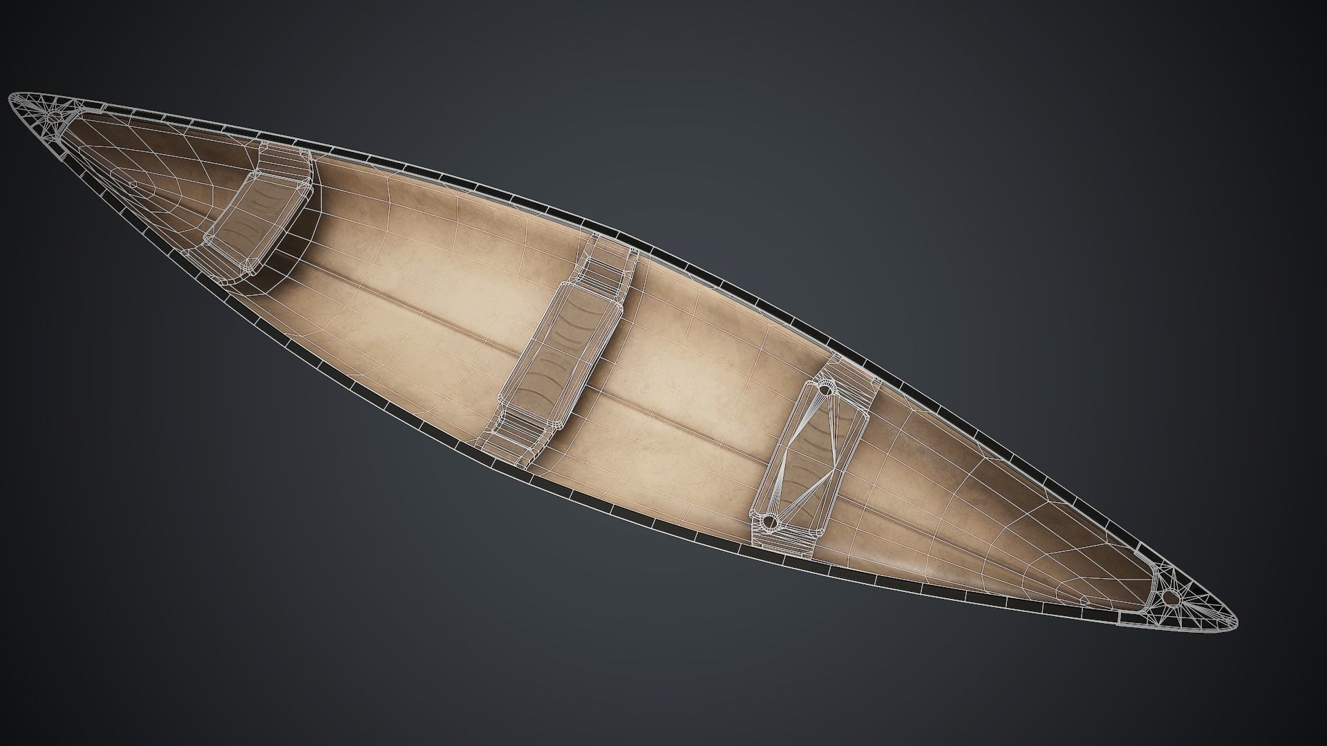 Canoe 1 PBR Game Ready Low-poly 3D model_21