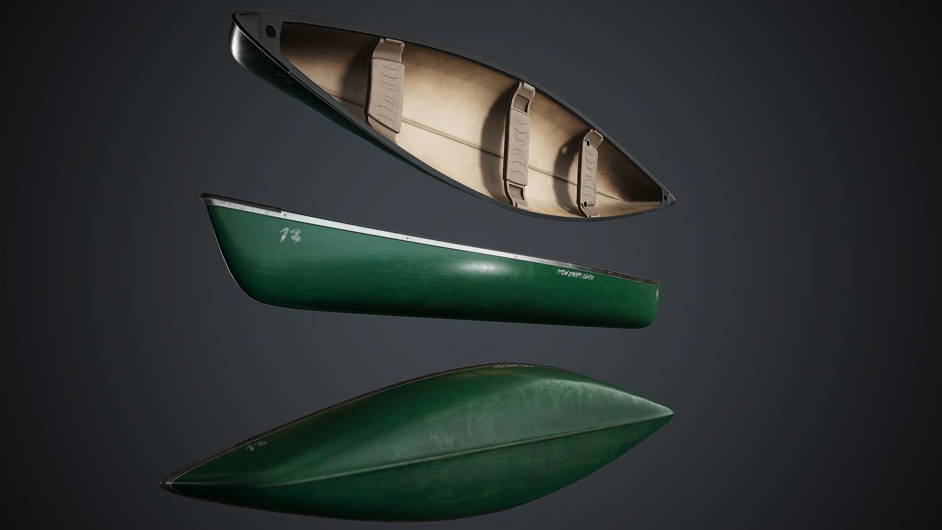Canoe 1 PBR Game Ready Low-poly 3D model_16