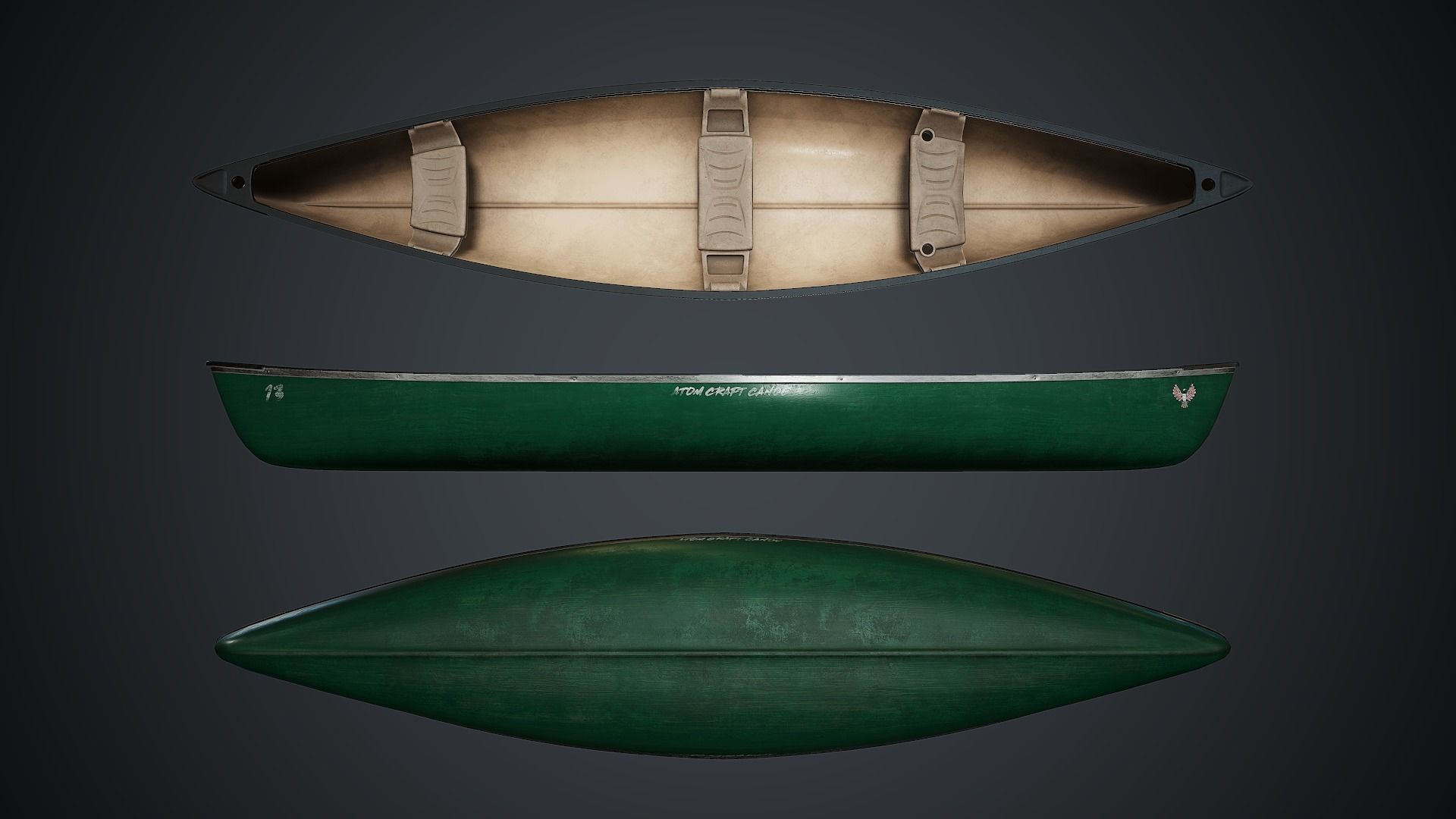 Canoe 1 PBR Game Ready Low-poly 3D model_15