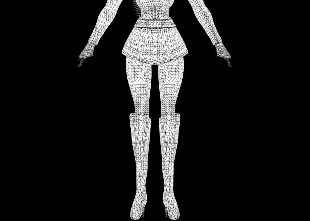 3D CHARACTER figurine of girl holding umbrella Low-poly 3D model_9