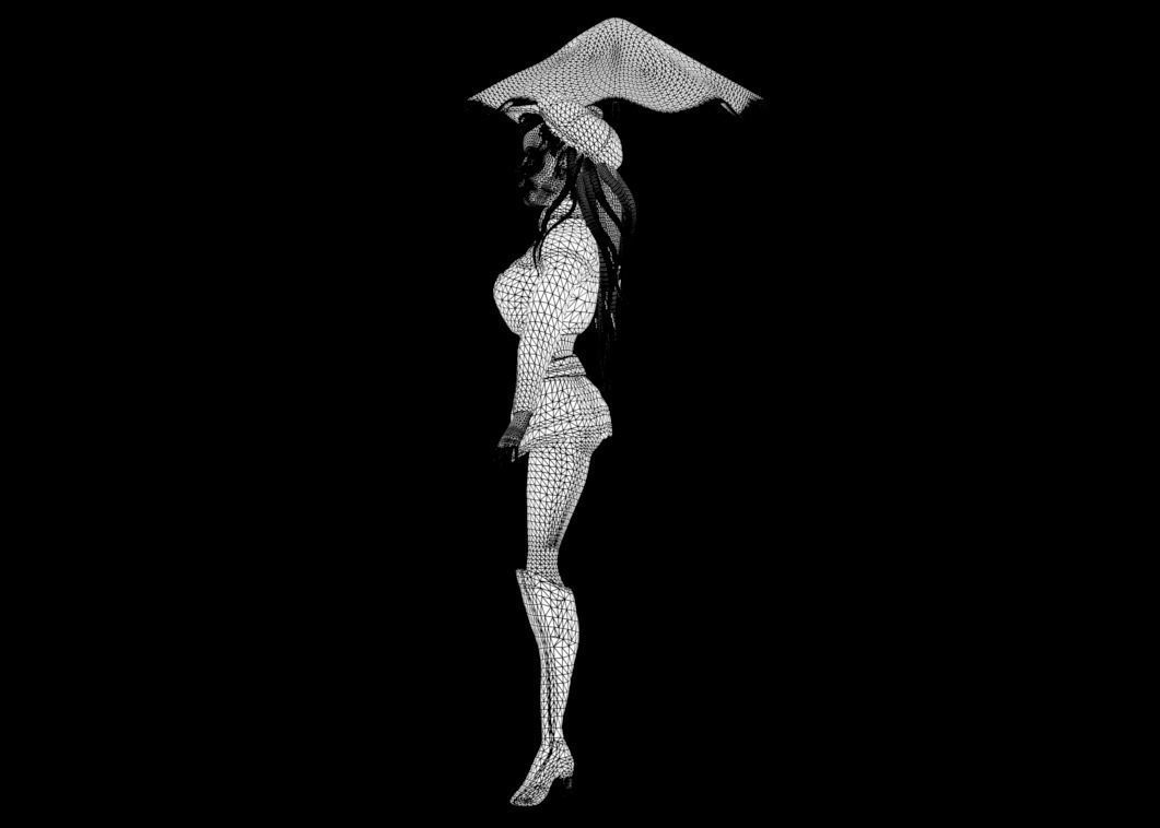 3D CHARACTER figurine of girl holding umbrella Low-poly 3D model_10