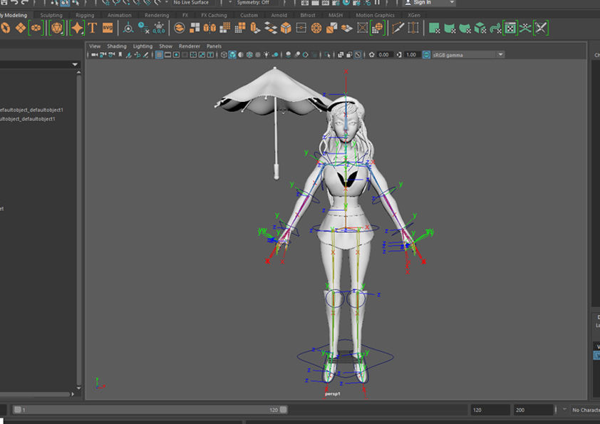 3D CHARACTER figurine of girl holding umbrella Low-poly 3D model_2