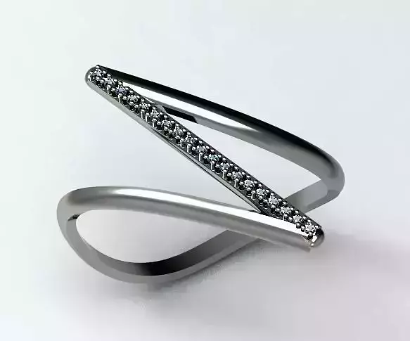 Z Ring silver with diamonds 3D print model