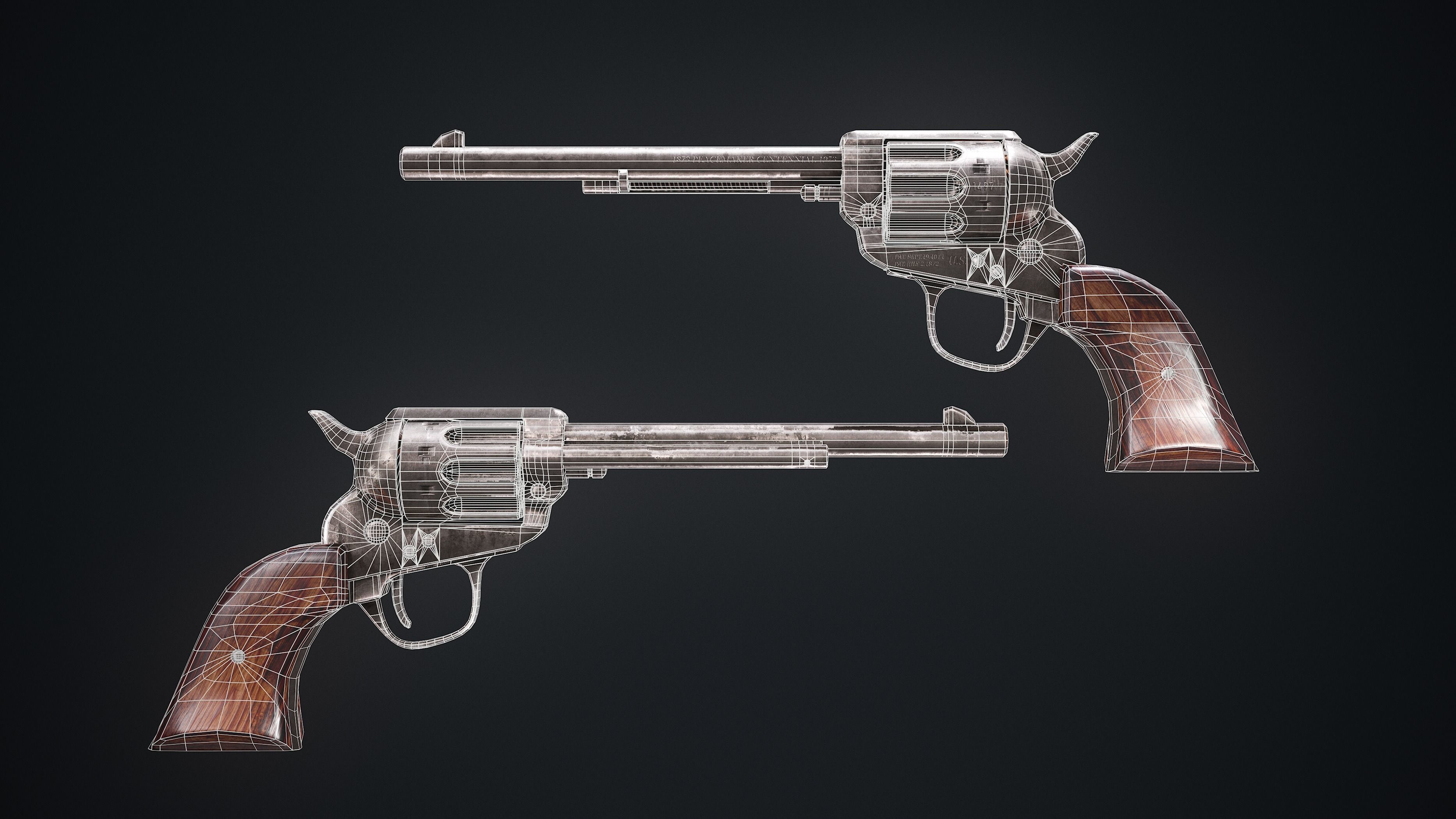 Colt Single Action Army Low-poly 3D model_2