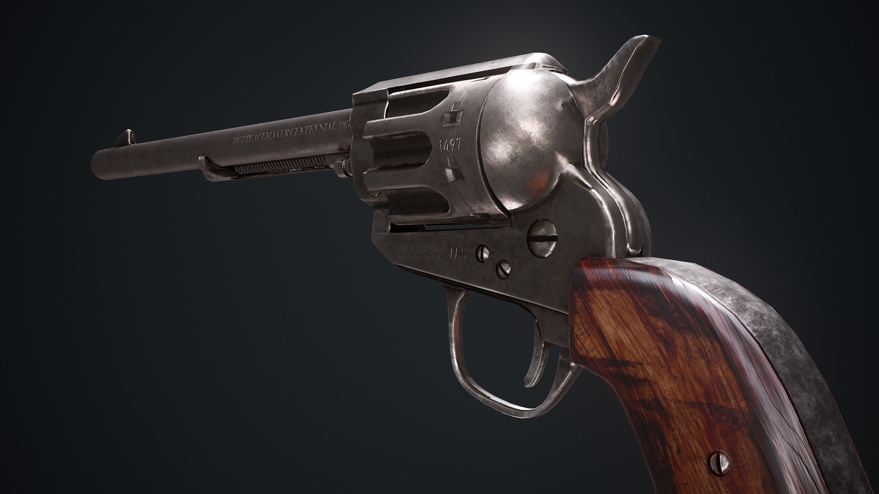 Colt Single Action Army Low-poly 3D model_5