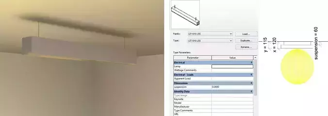 Revit Suspended LED Profile 