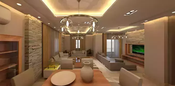 Revit Living room and dining area 