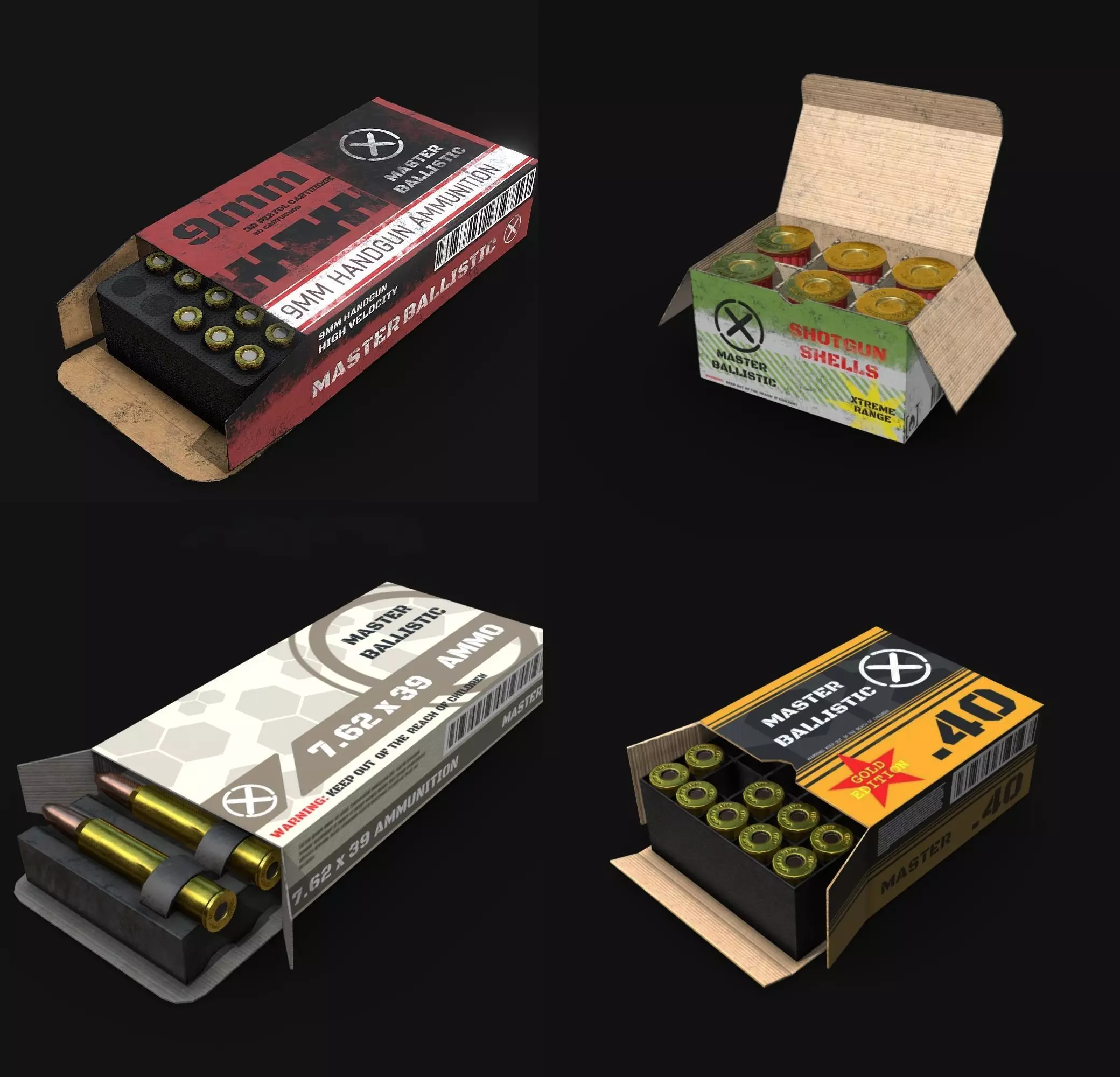 Ammo Pack  PBR  VR AR Ready Low-poly 3D model_0