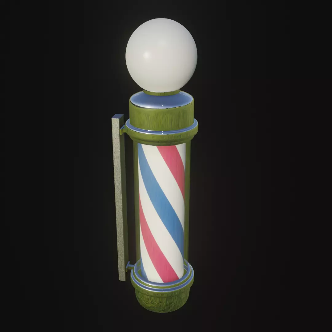 Pole Post barber 3D model_0