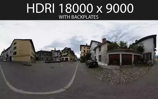 Mountain Town HDRI hdr environment with backplates