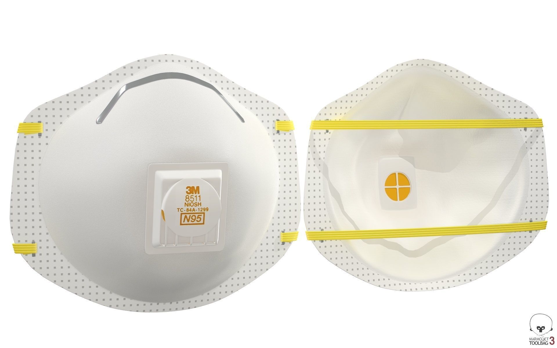 Mask Particulate Respirator 8511 Low-poly 3D model_3