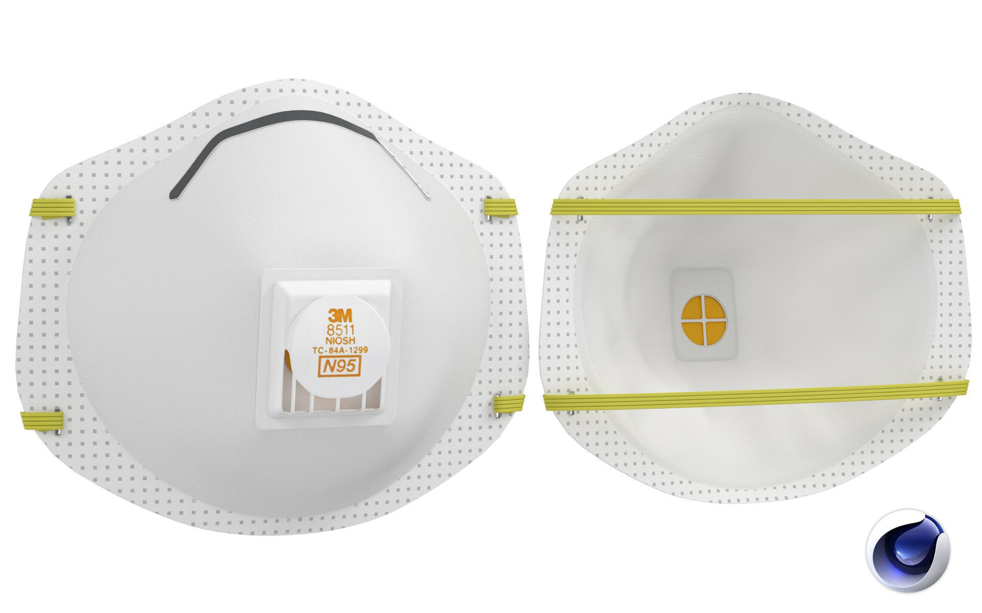 Mask Particulate Respirator 8511 Low-poly 3D model_2