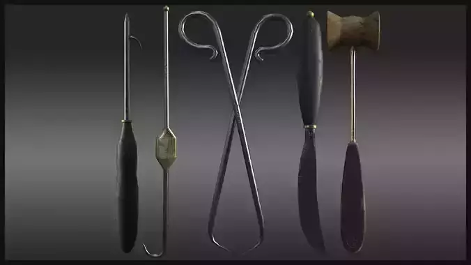 Plague Doctor Medical Tools Low-poly 3D model