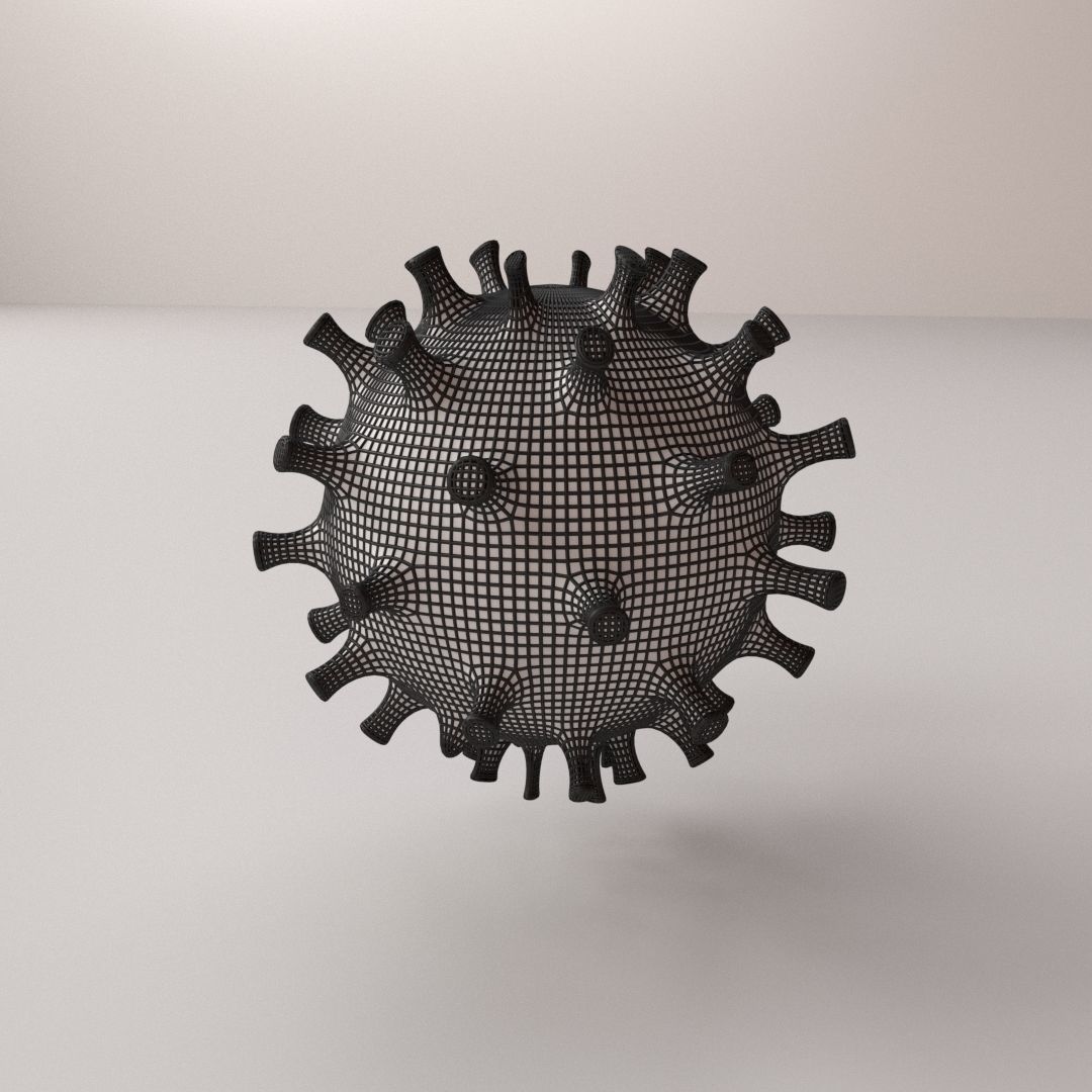 Covid19 orange coronavirus 3D model_4